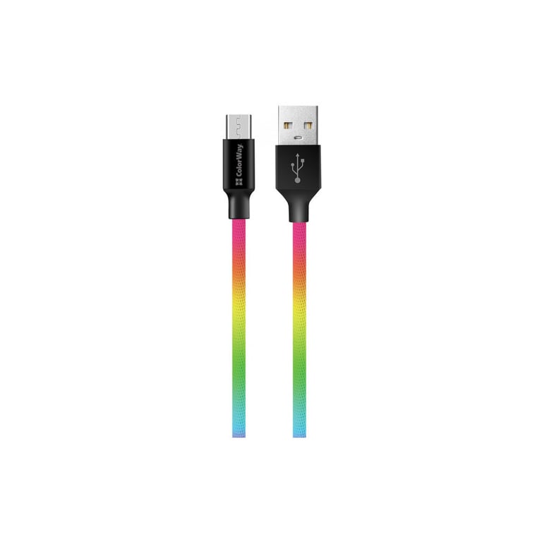 Дата кабель USB 2.0 AM to Micro 5P 1.0m multicolor ColorWay (CW-CBUM017-MC) - фото 2