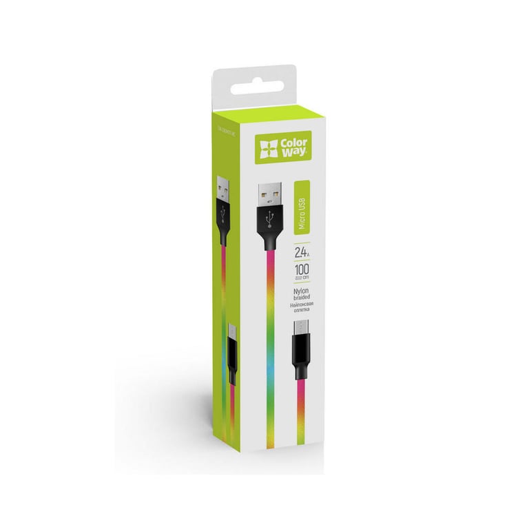 Дата кабель USB 2.0 AM to Micro 5P 1.0m multicolor ColorWay (CW-CBUM017-MC) - фото 3