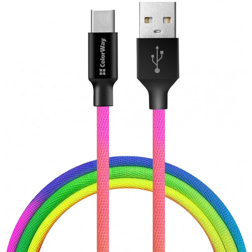 Дата кабель USB 2.0 AM to USB-C 1.0m multicolor ColorWay (CW-CBUC018-MC) - фото 1 Дата кабель USB 2.0 AM to USB-C 1.0m multicolor ColorWay (CW-CBUC018-MC) - фото 1