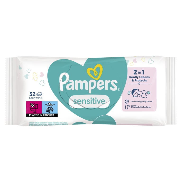 Дитячі вологі серветки Pampers Sensitive 52 шт (8001841041391) - фото 2