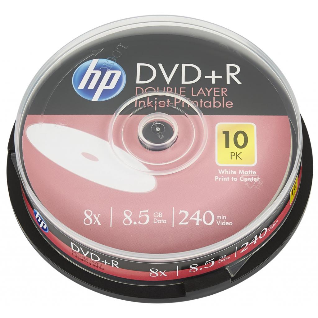 Диск DVD HP DVD+R 8.5GB 8X DL IJ PRINT 10шт Spindle (69306/DRE00060WIP-3) - фото 1
