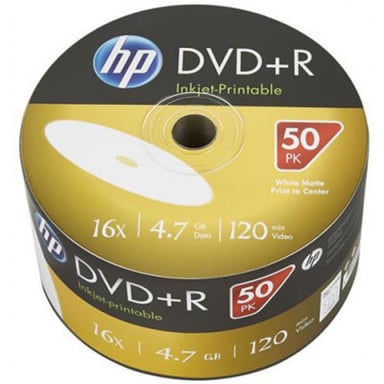Диск DVD HP DVD+R 4.7GB 16X IJ PRINT 50шт (69304/DRE00070WIP-3) - фото 1