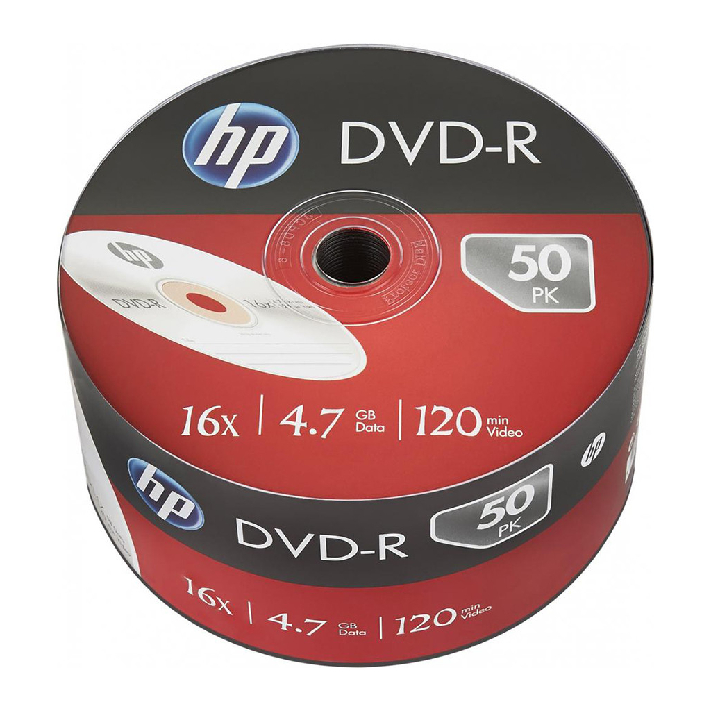 Диск DVD HP DVD-R 4.7GB 16X IJ PRINT 50шт (69302/DME00070WIP-3) - фото 1