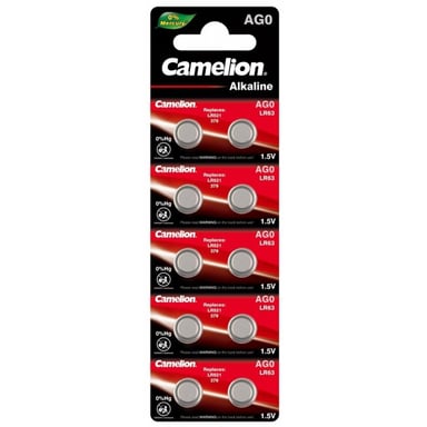Батарейка AG0 / LR521 / LR63 Alkaline * 10 Camelion (AG0-BP10) - фото 1
