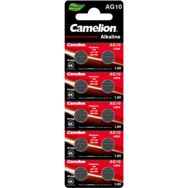 Батарейка AG10 / LR1130 / LR54 / V10GA Alkaline * 10 Camelion (AG10-BP10) - фото 1