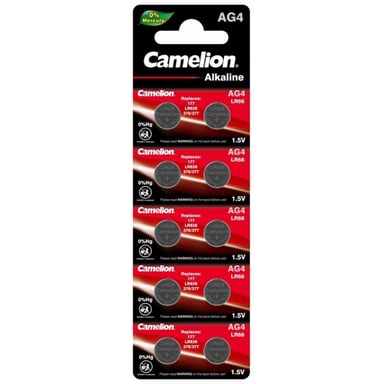 Батарейка AG4 / LR626 / LR66 / V4GA Alkaline * 10 Camelion (AG4-BP10) - фото 1