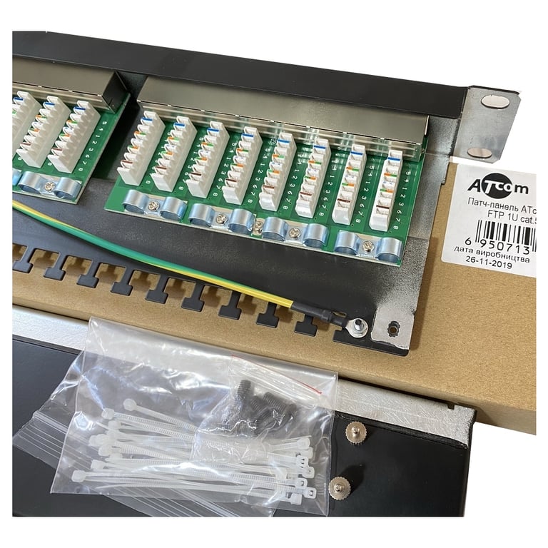 Патч-панель 19″ 24хRJ-45 FTP 1U cat.6, в зборі, Organizer Atcom (FP6224)