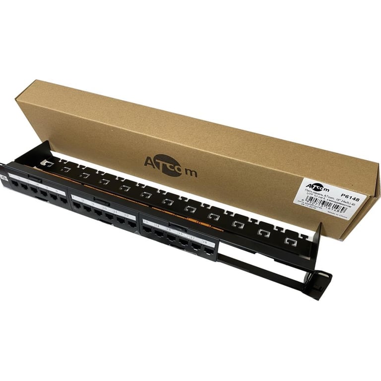 Патч-панель 19" 24хRJ-45 UTP 1U cat.6, в зборі з Keystone, Organizer Atcom (P6148) - фото 1