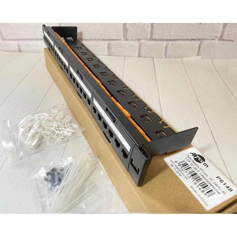 Патч-панель 19" 24хRJ-45 UTP 1U cat.6, в зборі з Keystone, Organizer Atcom (P6148) - фото 4