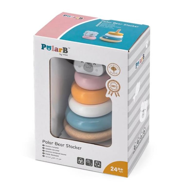 Розвиваюча іграшка Viga Toys Пірамідка PolarB Білий ведмідь (44005) - фото 2