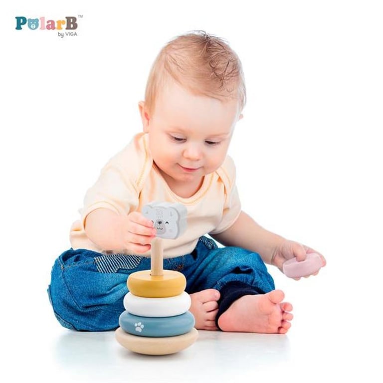 Розвиваюча іграшка Viga Toys Пірамідка PolarB Білий ведмідь (44005) - фото 5