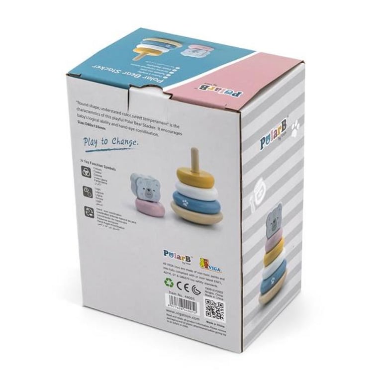 Розвиваюча іграшка Viga Toys Пірамідка PolarB Білий ведмідь (44005) - фото 6