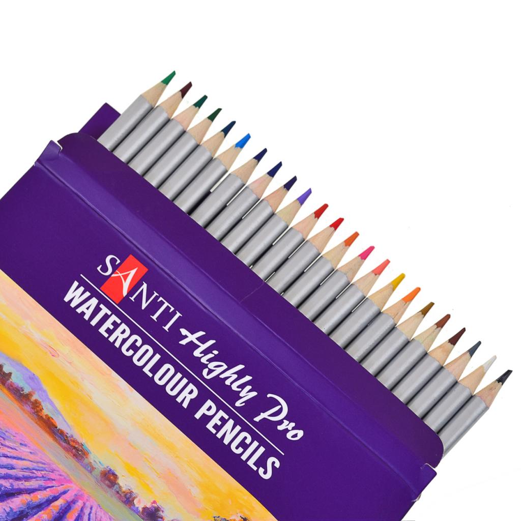 Олівці кольорові Santi Highly Pro 24 шт акварельні (742385) - фото 2 Олівці кольорові Santi Highly Pro 24 шт акварельні (742385) - фото 2