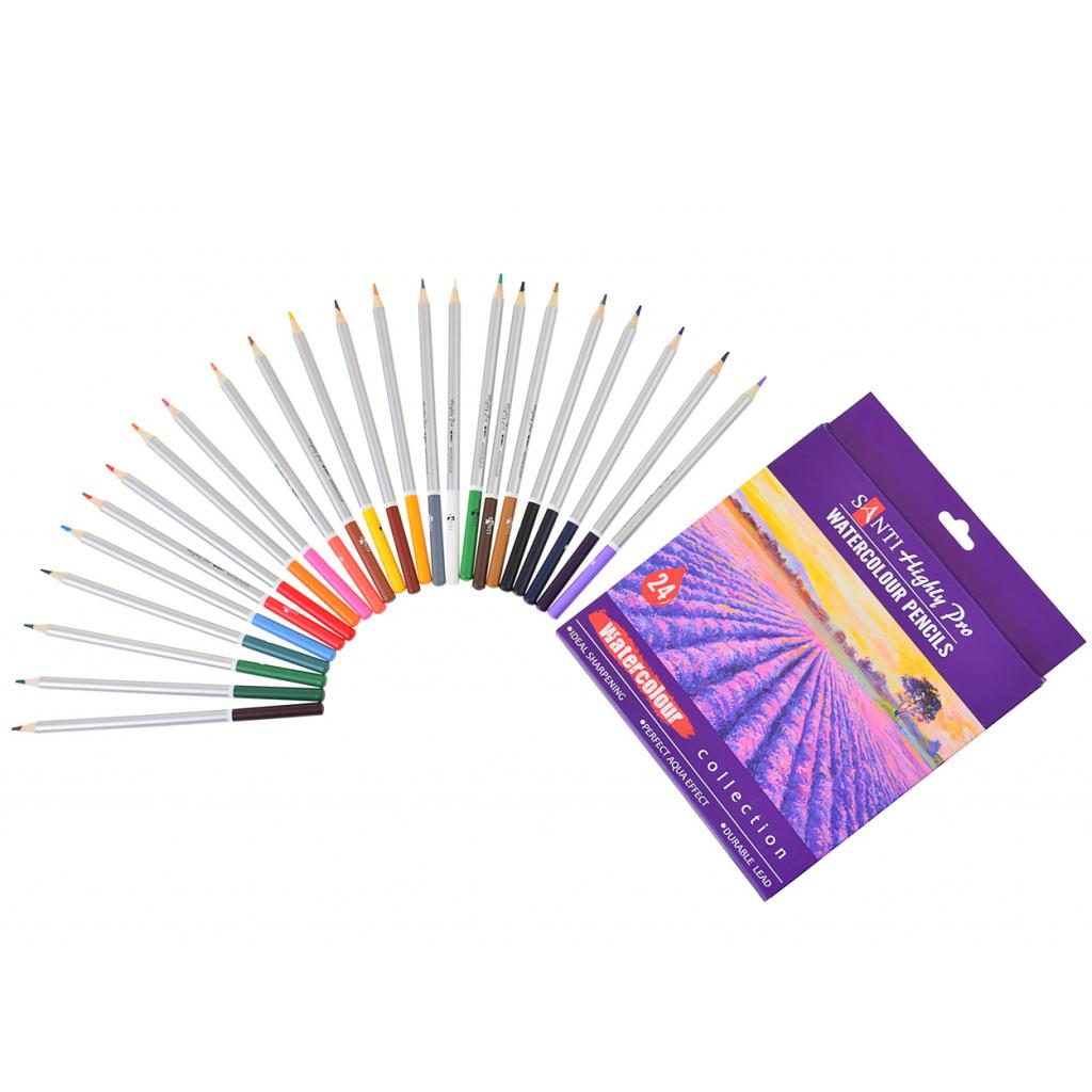 Олівці кольорові Santi Highly Pro 24 шт акварельні (742385) - фото 3 Олівці кольорові Santi Highly Pro 24 шт акварельні (742385) - фото 3