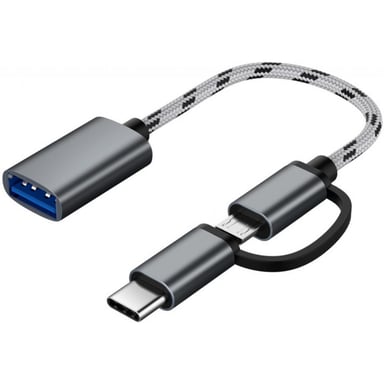 Дата кабель OTG USB 2.0 AF to Micro 5P + Type-C grey XoKo (AC-150-SPGR) - фото 1