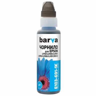 Чорнило Barva EPSON L1110/L3100 (103) CYAN 100 мл OneKey (E103-691-1K) - фото 1