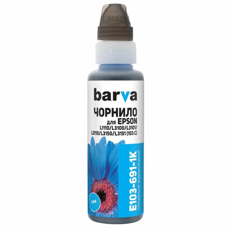 Чорнило Barva EPSON L1110/L3100 (103) CYAN 100 мл OneKey (E103-691-1K) - фото 1