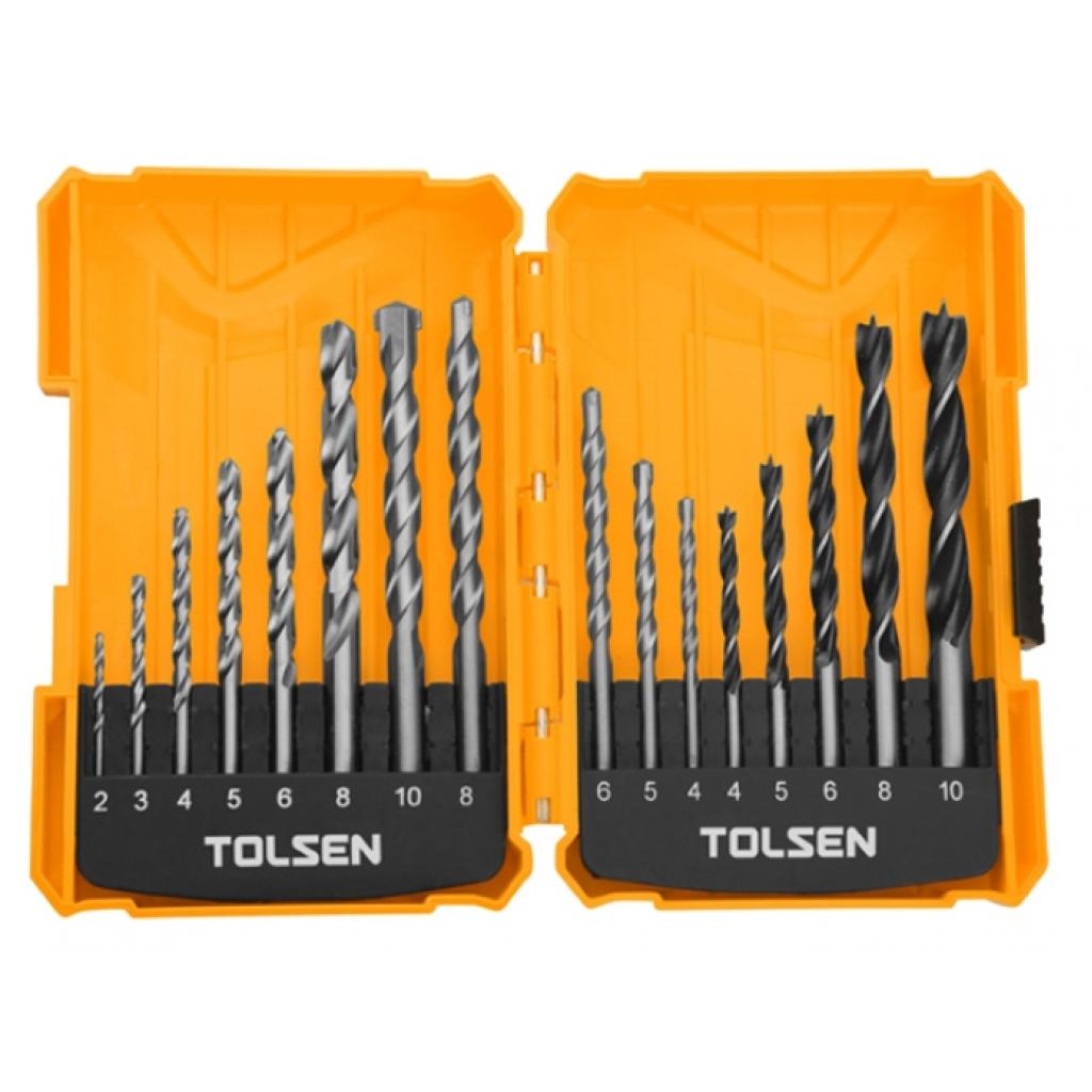 Набір свердл Tolsen дерево/метал/цегла/бетон 16шт 2-10мм (75628) Набір свердл Tolsen дерево/метал/цегла/бетон 16шт 2-10мм (75628)