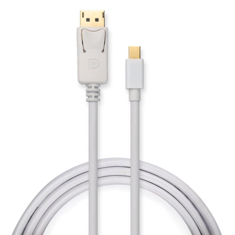 Кабель мультимедійний miniDisplayPort M to Display Port M 1.8m 4K white Vinga (VCPMDPDP1.8WH) - фото 1