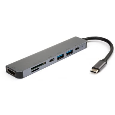 Концентратор Vinga Type-C to 4K HDMI+2*USB3.0+SD+TF+PD+USB-C 3.1 Gen1 aluminium (VCPHTC7AL) - фото 1