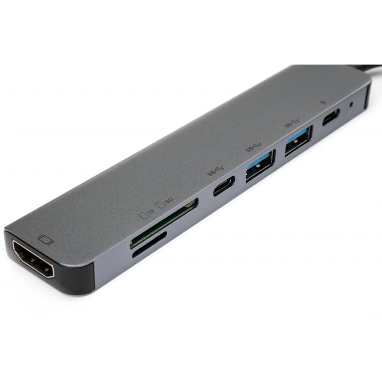 Концентратор Vinga Type-C to 4K HDMI+2*USB3.0+SD+TF+PD+USB-C 3.1 Gen1 aluminium (VCPHTC7AL) - фото 3
