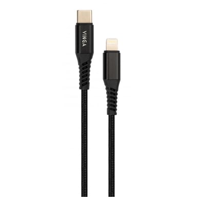 Дата кабель USB-C to Lightning 1.0m 3A 18W nylon braided black Vinga (VCPTCL3ANBK) - фото 1