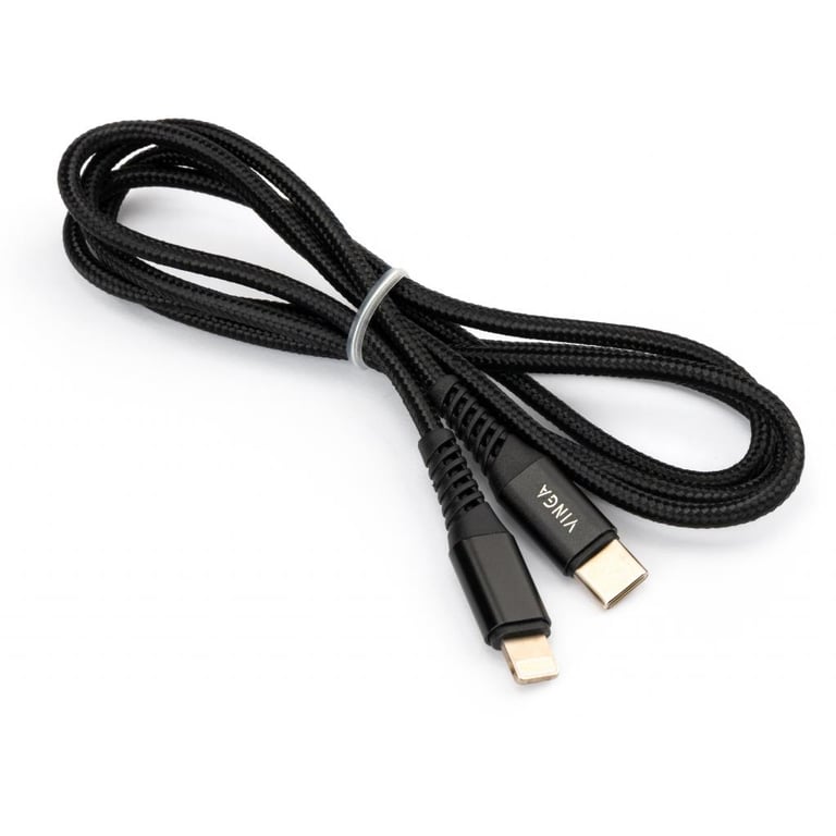 Дата кабель USB-C to Lightning 1.0m 3A 18W nylon braided black Vinga (VCPTCL3ANBK) - фото 2