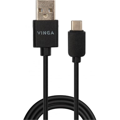 Дата кабель USB 2.0 AM to USB-C 1.0m 3A 18W PVC black Vinga (VCPUSBTC3ABK) - фото 1