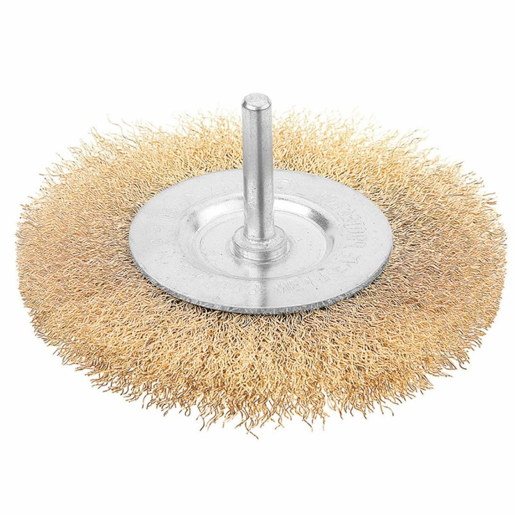 Щітка для електроінструменту Tolsen дискова 50 мм х 6.4 мм, гофрований латунований дріт (77540) - фото 1 Щітка для електроінструменту Tolsen дискова 50 мм х 6.4 мм, гофрований латунований дріт (77540) - фото 1