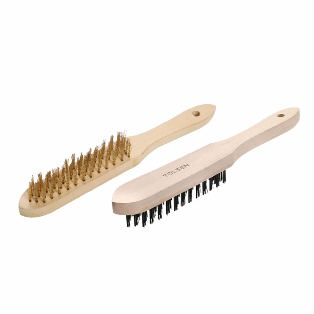 Щітка по металу Tolsen дротова 5 рядів дерев'яна ручка (32063) - фото 1