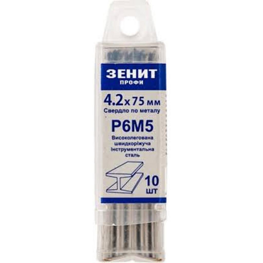 Свердло Зеніт "ПРОФІ" Р6М5 по металу 4.2х75 мм (10 шт) (30200042) - фото 1 Свердло Зеніт "ПРОФІ" Р6М5 по металу 4.2х75 мм (10 шт) (30200042) - фото 1