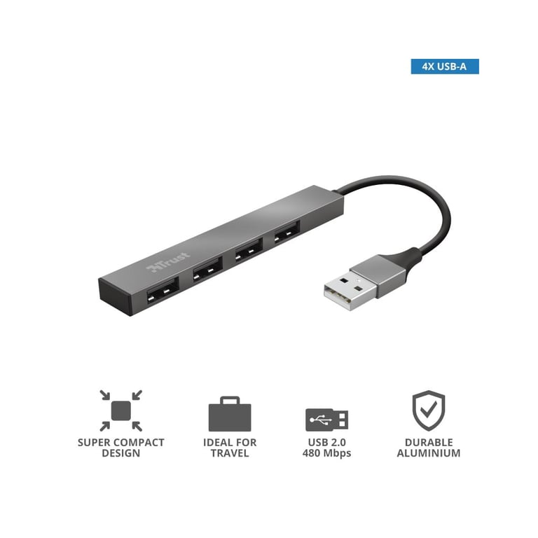 Концентратор Trust Halyx Aluminium 4-Port Mini USB Hub (23786_TRUST) - фото 11