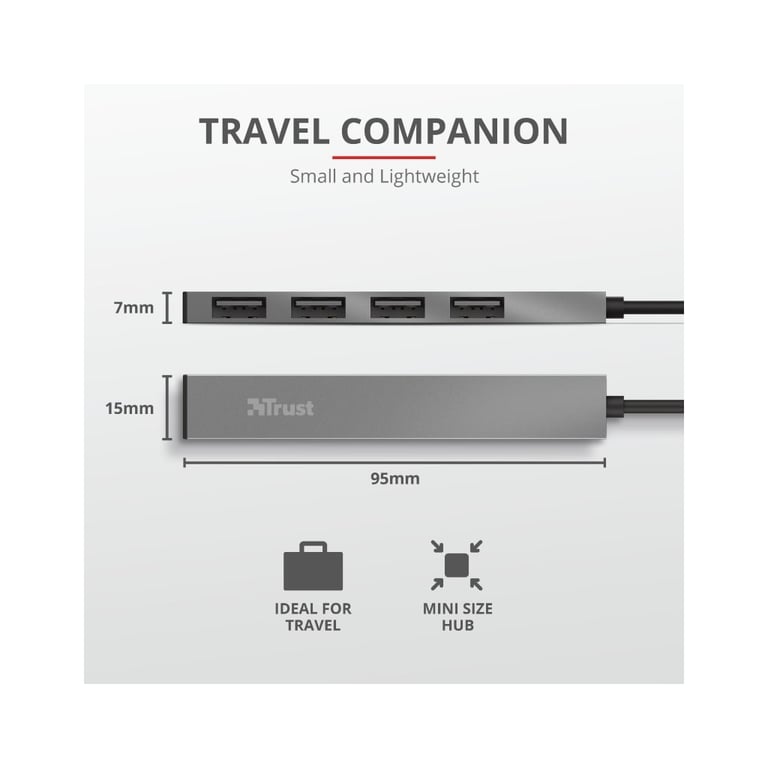 Концентратор Trust Halyx Aluminium 4-Port Mini USB Hub (23786_TRUST) - фото 8