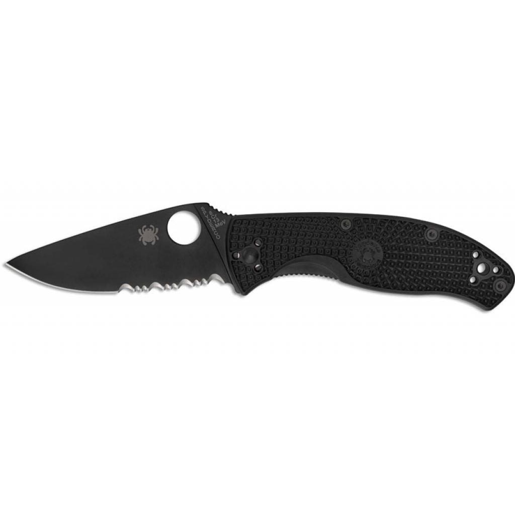 Ніж Spyderco Tenacious Black Blade Lightweight полусеррейтор (C122PSBBK) - фото 1