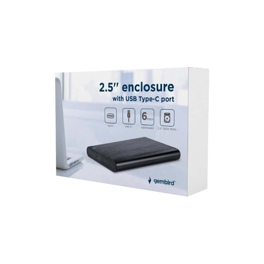 Кишеня зовнішня Gembird 2.5" USB3.1 alum black (EE2-U3S-6) - фото 4 Кишеня зовнішня Gembird 2.5" USB3.1 alum black (EE2-U3S-6) - фото 4