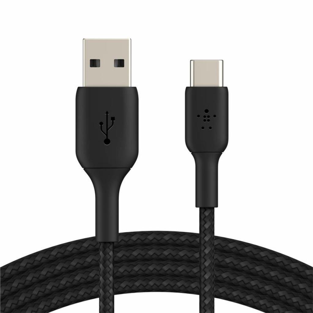 Дата кабель USB 2.0 AM to USB-C 2.0m BRAIDED black Belkin (CAB002BT2MBK) - фото 1