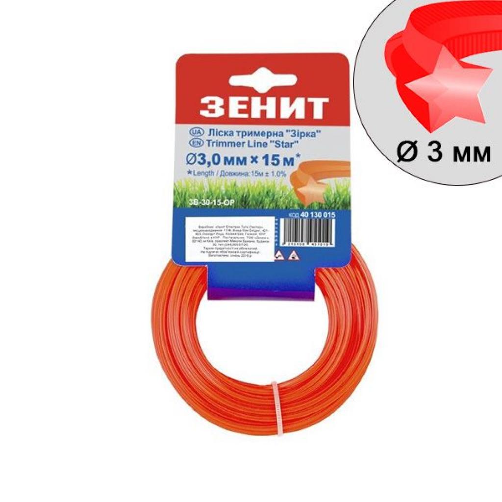 Жилка косильна Зеніт плетена "Зірка" 3,0 мм х 15 м (3В-30-15-ОР) (40130015) - фото 1