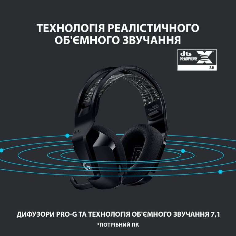 Навушники Logitech G733 Lightspeed Wireless RGB Gaming Headset Black (981-000864) - фото 10