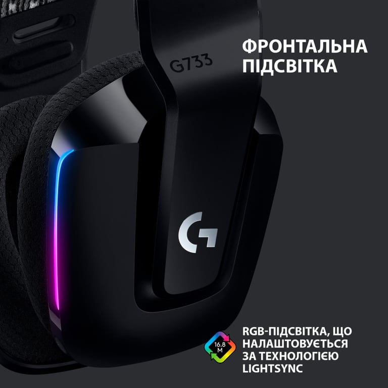 Навушники Logitech G733 Lightspeed Wireless RGB Gaming Headset Black (981-000864) - фото 4