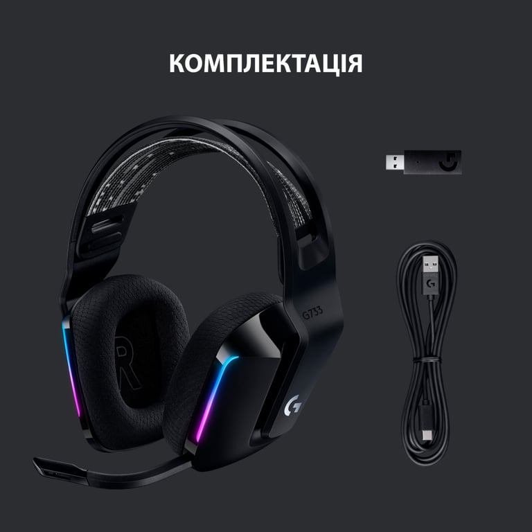 Навушники Logitech G733 Lightspeed Wireless RGB Gaming Headset Black (981-000864) - фото 6