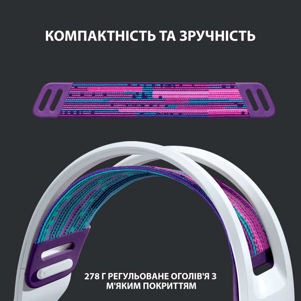 Навушники Logitech G733 Lightspeed Wireless RGB Gaming Headset White (981-000883) - фото 2 Навушники Logitech G733 Lightspeed Wireless RGB Gaming Headset White (981-000883) - фото 2