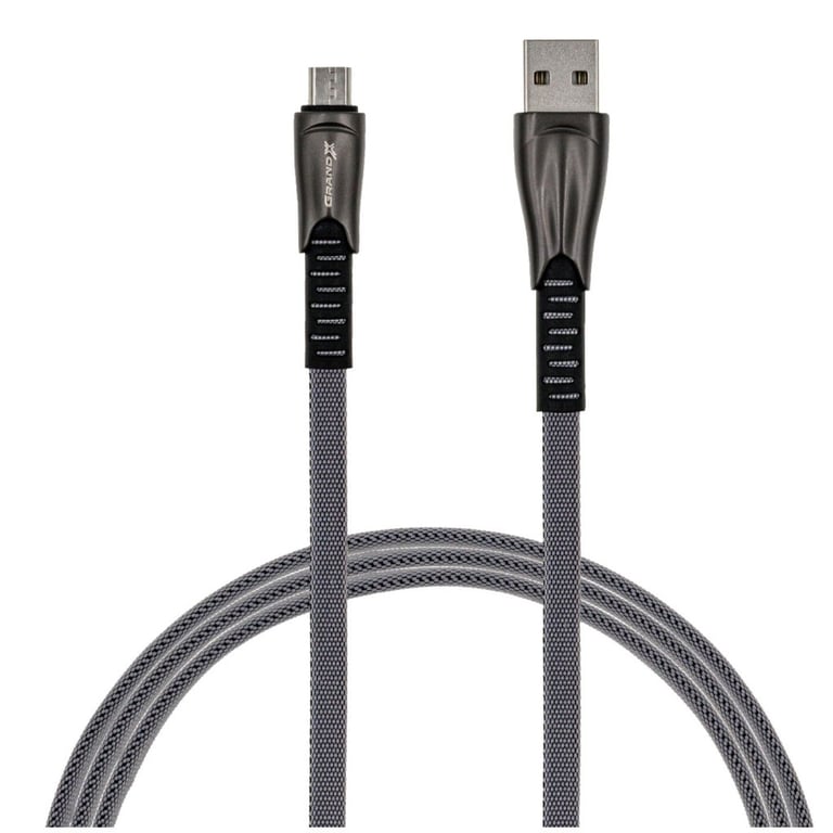 Дата кабель USB 2.0 AM to Micro 5P 1.0m black Grand-X (FM09) - фото 1