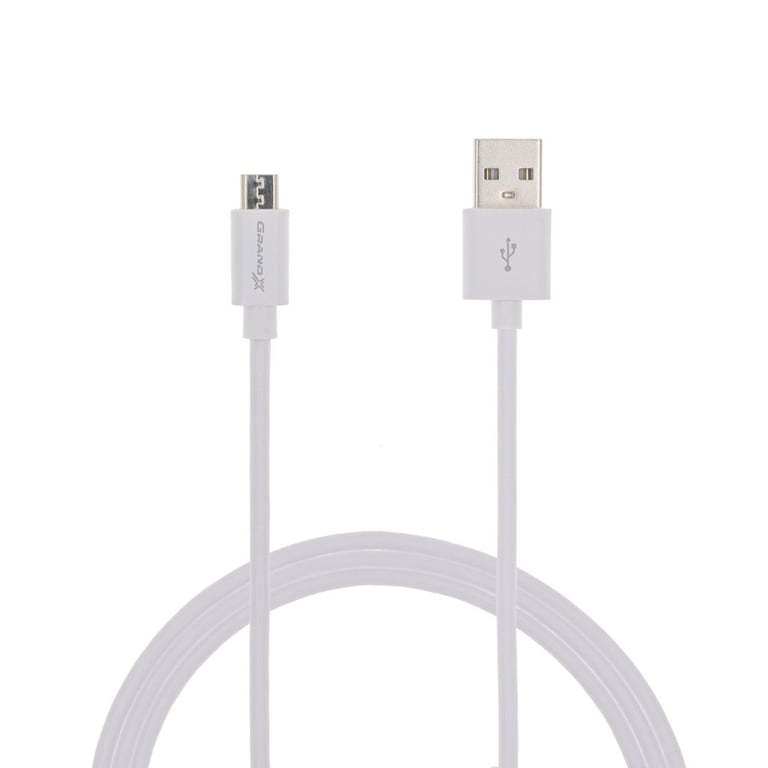 Дата кабель USB 2.0 AM to Micro 5P 2.5m white Grand-X (PM025W) - фото 1