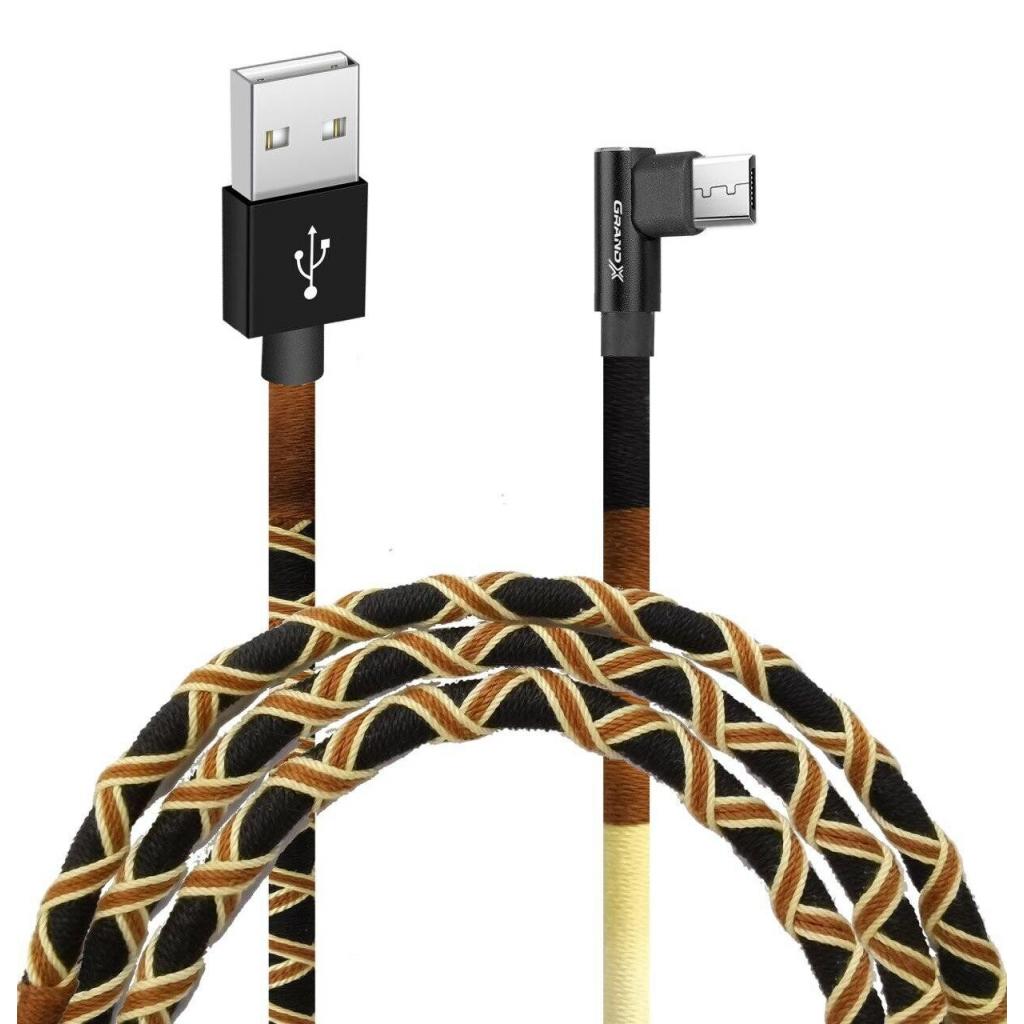 Дата кабель USB 2.0 AM to Micro 5P 1.0m Brown/Yellow Grand-X (FM-08BY) - фото 1 Дата кабель USB 2.0 AM to Micro 5P 1.0m Brown/Yellow Grand-X (FM-08BY) - фото 1