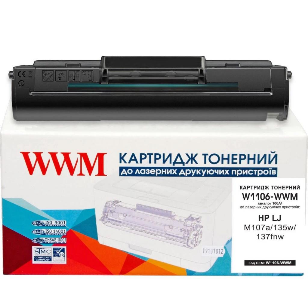 Картридж WWM для HP LJ M107a/135w/137fnw 106A Black (W1106-WWM) - фото 1