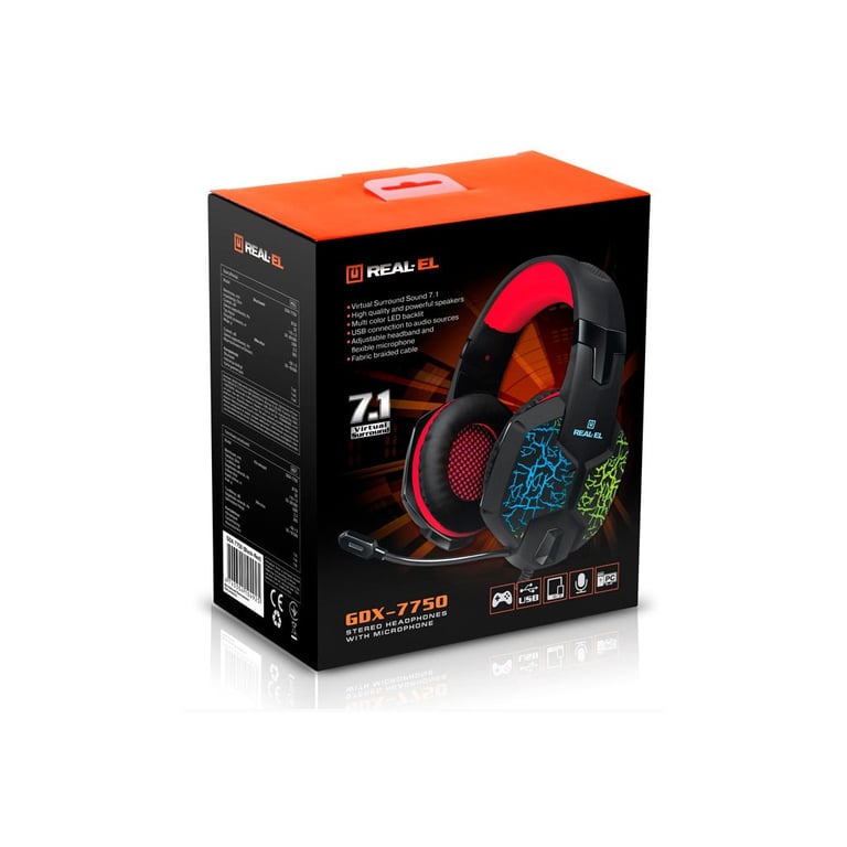 Навушники REAL-EL GDX-7750 Black-Red - фото 4
