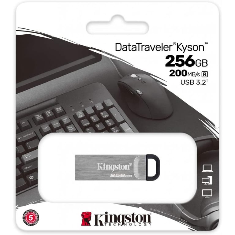 USB флеш накопичувач Kingston 256GB DT Kyson Silver/Black USB 3.2 (DTKN/256GB) - фото 4