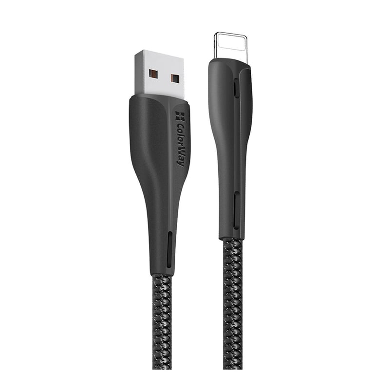 Дата кабель USB 2.0 AM to Lightning 1.0m led black ColorWay (CW-CBUL034-BK) - фото 2