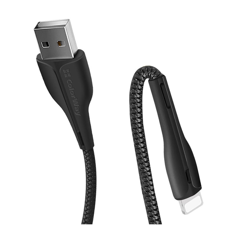Дата кабель USB 2.0 AM to Lightning 1.0m led black ColorWay (CW-CBUL034-BK) - фото 3