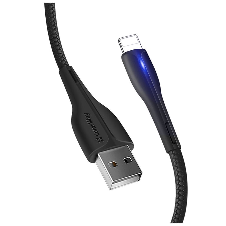 Дата кабель USB 2.0 AM to Lightning 1.0m led black ColorWay (CW-CBUL034-BK) - фото 4